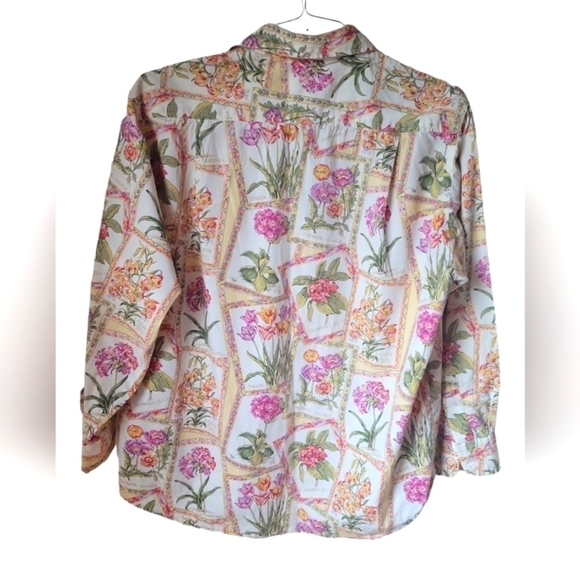 Johnny Cotton Multi Floral Print Button Down Long Sleeves Shirt Sz L - Picture 3 of 6